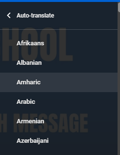 screen shot selecting a language